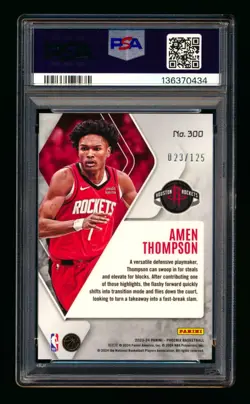 2023-24 PANINI PHOENIX AMEN THOMPSON RC SEISMIC PRIZM ROOKIE #023/125 PSA 10! - Image 2