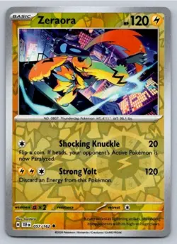 Pokemon TCG Temporal Forces Reverse Holo Zeraora 057/162 Uncommon - Image 1