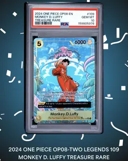 Monkey D. Luffy 109 Treasure Rare One Piece Op08-Two Legends One Piece PSA 10 - Image 1