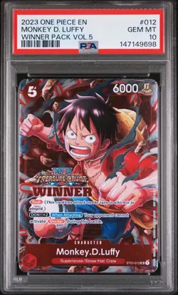 2023 ONE PIECE PROMOS WINNER PACK VOL.5 #012 MONKEY D. LUFFY PSA 10 - Image 1