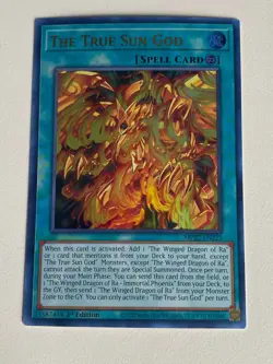 Yugioh - The True Sun God - 1st Edition Ultra Rare NM - Free Holo - B - Image 1