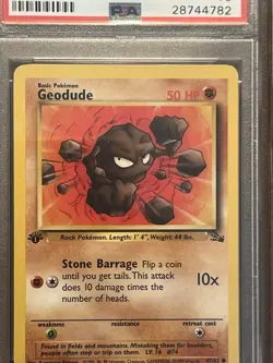 1999 POKEMON FOSSIL 1ST EDITION #47 GEODUDE PSA 10 - Image 2