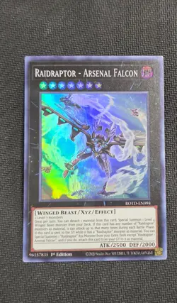 YGO Raidraptor - Arsenal Falcon Super Rare 1st LP Rise Of The Duelist ROTD-EN094 - Image 1