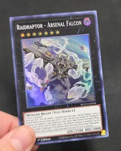 YGO Raidraptor - Arsenal Falcon Super Rare 1st LP Rise Of The Duelist ROTD-EN094 - Image 3