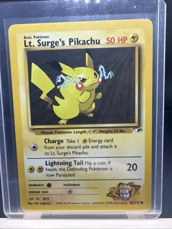 Pokemon TCG Lt. Surge's Pikachu Gym Heroes 81/132 Unlimited Common WOTC - Image 1