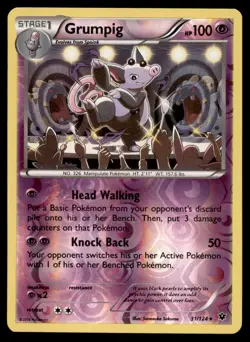 Grumpig 31/124 Rare Fates Collide Pokemon Reverse Holo NM - Image 1