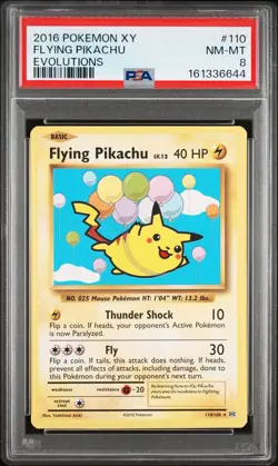 2016 Pokemon Flying Pikachu 110/108 Evolutions Secret Rare Regular ENG PSA 8 - Image 1