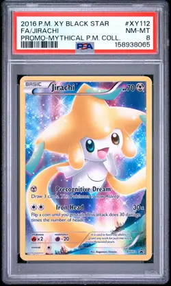 POKEMON JIRACHI XY112 MYTHICAL COLLECTION BLACK STAR PROMOS FULL ART 2016 PSA 8 - Image 1
