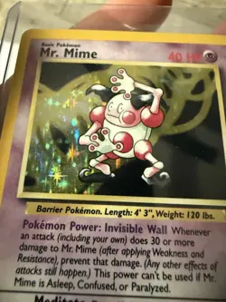 WOTC Mr. Mime 6/64 Jungle Unlimited Holo Rare 40 HP English 1999 - Image 2