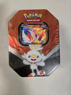 Pokemon TCG: Galar Partners Tin; Cinderace V (Factory Sealed/Dented) 820650806780 - Image 1