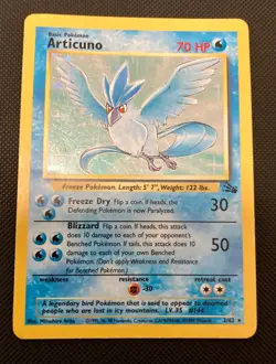 Articuno 2/62 Unlimited Fossil Holo Rare Pokemon Card - MP - Image 1