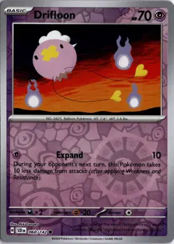 Drifloon 060/142 Reverse Holo SV07: Stellar Crown Pokemon Card TCG - Image 1
