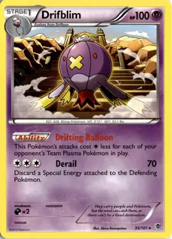 Drifblim 35/101 Plasma Blast Pokemon Card TCG - Image 1