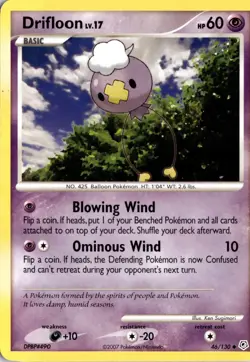 Drifloon 46/130 Diamond and Pearl Pokemon Card TCG - Image 1