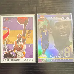 Kobe Bryant Los Angeles Lakers Fleer Tradition #187 NBA Showcase #63 2-Card Lot - Image 1