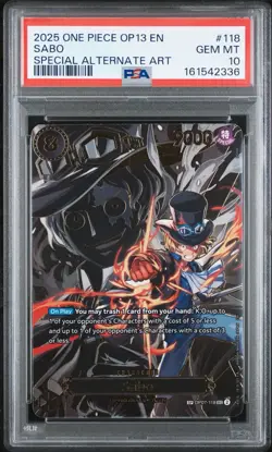 2025 ONE PIECE OP13-CARRYING ON HIS WILL SPECIAL ALT ART (SP) #118 SABO PSA 10 - Image 1