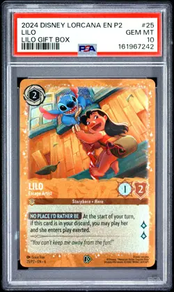 2024 DISNEY LORCANA EN P2-PROMO LILO GIFT BOX #25 LILO - ESCAPE ARTIST PSA 10 - Image 1