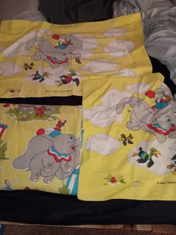 Vintage Disney Dumbo the Elephant Circus Vintage Disney Fabric Bed Sheet Rare - Image 2