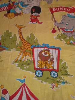 Vintage Disney Dumbo the Elephant Circus Vintage Disney Fabric Bed Sheet Rare - Image 3
