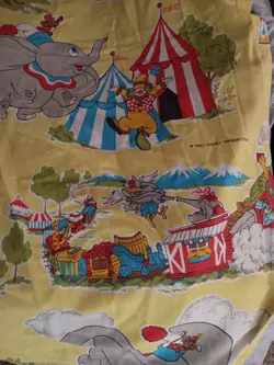 Vintage Disney Dumbo the Elephant Circus Vintage Disney Fabric Bed Sheet Rare - Image 5