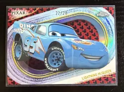 2025 Topps Chrome Disney Lightning McQueen Blue Variation Mickey Black Red /28 - Image 1