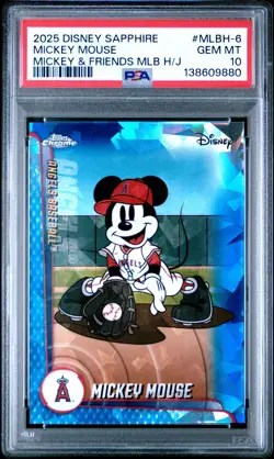 Topps Chrome Disney Sapphire 2025 | Mickey Mouse Angels MLB #MLBH-6 SSP | PSA 10 - Image 1