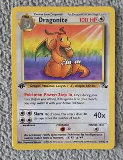 1st Edition Dragonite Non Holo Fossil Pokemon Card 1999 WOTC 19/62 Nice Shape - Image 2