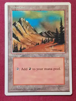 Magic The Gathering 4TH EDITION MOUNTAIN C land card MTG - Image 1