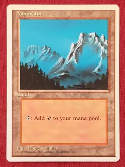 Magic The Gathering 4TH EDITION MOUNTAIN B land card MTG FOURTH - Image 1