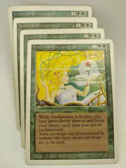 4x MTG Verduran Enchantress Revised Edition Regular Rare Playset - Image 1