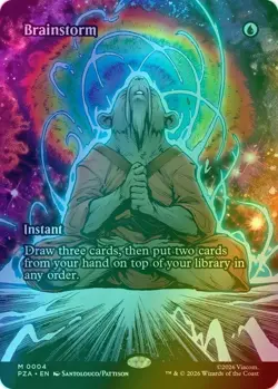 MTG FOIL Brainstorm Borderless - Teenage Mutant Ninja Turtles Source Material - Image 1