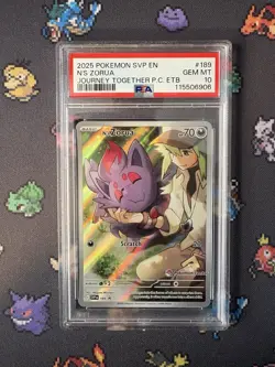 Pokemon Card N’s Zorua SVP 189 ETB Promo Pokemon Center Stamped- PSA 10 GEM MINT - Image 1