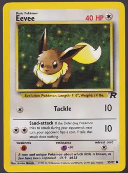 Eevee 55/82 Team Rocket Common Pokemon Card WOTC Vintage - Image 1