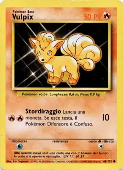 Vulpix 68/102 Common Base Set Unlimited Pokemon Lightly Played - Image 1