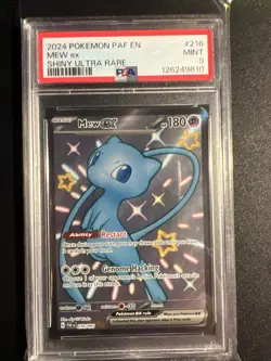 Pokemon Mew EX TCG Paldean Fates Holo Shiny Ultra Rare Card 216/091 PSA 9 Mint - Image 1
