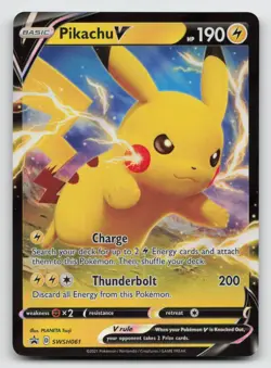 Pikachu V - SWSH061 - Pokemon Sword & Shield Promo Ultra Rare Card NM - Image 1