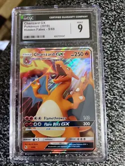 Pokemon TCG Charizard GX Hidden Fates Holo Ultra Rare Card 9/68 CGC 9 - Image 1