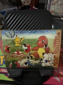 1999 Vintage Pocket Monsters Vending Prism Sticker #13 Pikachu Slowpoke - Image 1