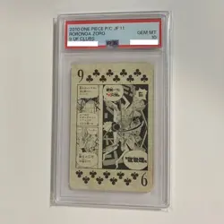 PSA 10 Ensky One Piece Playing Card Jump Festa 2011 Roronoa Zoro 9 of Clubs - Image 1