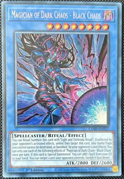 YuGiOh! Magician of Dark Chaos - Black Chaos CORI-EN027 Secret Rare 1st Edition - Image 1
