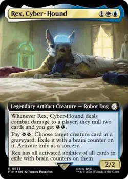 ~ Rex, Cyber-Hound (Extended Art) (Surge Foil) ~ NM Foil ~ UB: Fallout ~ MTG ~ - Image 1