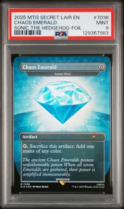 PSA 9 Chaos Emerald (7036) Blue Foil - Lotus Petal - Sonic Secret Lair - MTG - Image 1
