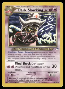 Pokemon Cards Dark Slowking 20/105 Neo Destiny Rare MP *CREASE* - Image 1