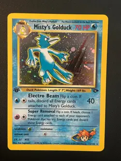 1st Edition Misty's Golduck 12/32 Holo Gym Challenge Pokemon Card! NM+ / MT - Image 1