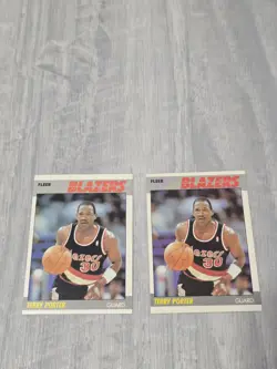1987-88 Fleer Basketball Terry Porter #89 RC Portland Blazers LOT OF 2 - C253 - Image 1