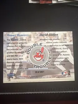 1998 Ultra - Double Trouble Manny Ramirez, David Justice #20DT - Image 2