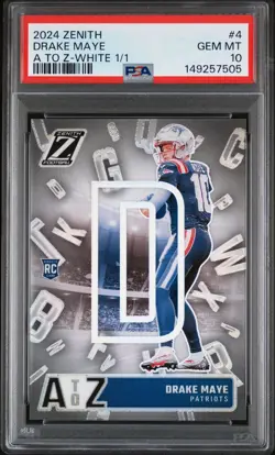 Drake Maye 2024 Zenith WHITE 1/1 PSA 10 GEM MINT Rookie RC True 1 OF 1 A To Z - Image 1