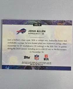 2025 Topps Cosmic Chrome Josh Allen Bills Stars Of The Night #STN-12 SP Insert - Image 2