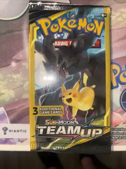Pokemon Sun and Moon Team Up 3 Card Mini Booster Pack - Zekrom/Pikachu - Image 1