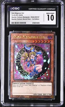 Yu-Gi-Oh! Dark Magician Girl (3rd Art) RA04 Quarter Century Secret Rare - CGC 10 - Image 1